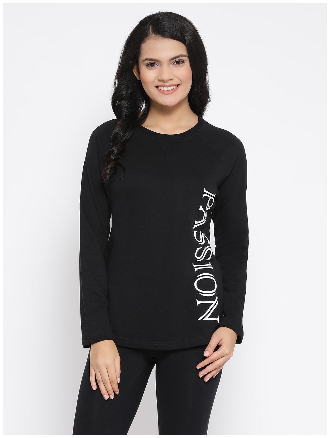 

Clovia Women Printed Sports T-Shirt - Black