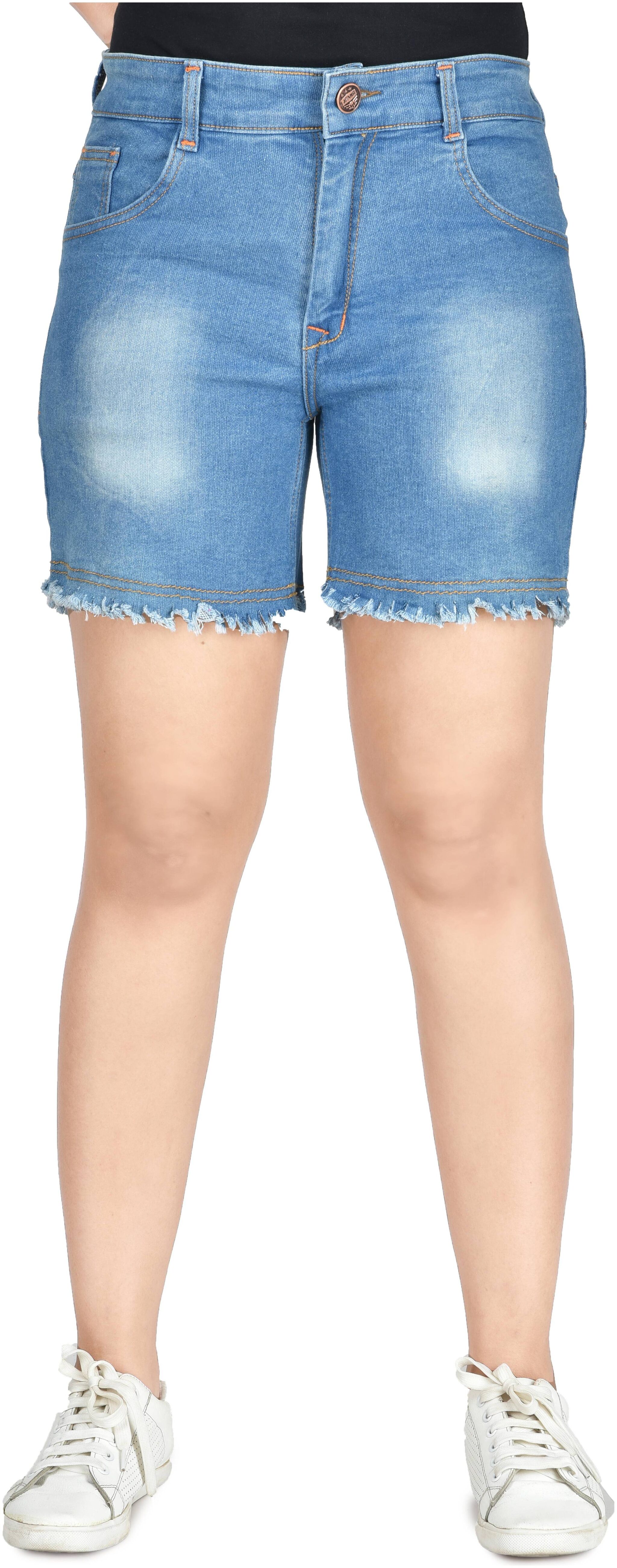 

CLUB A9 Women Solid Denim shorts - Blue
