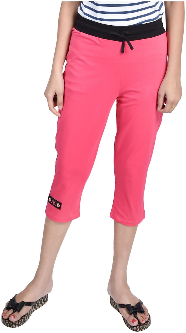 CLUB A9 WOMEN PINK EMBROIDERY CAPRI