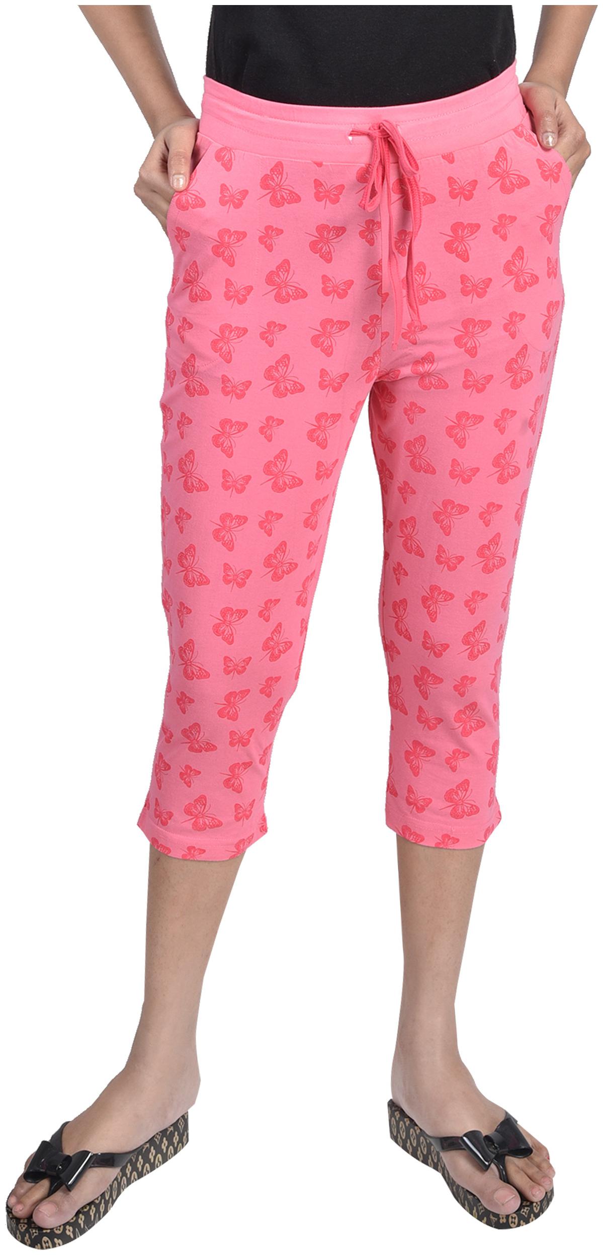 

CLUB A9 Women Printed Regular capri - Pink