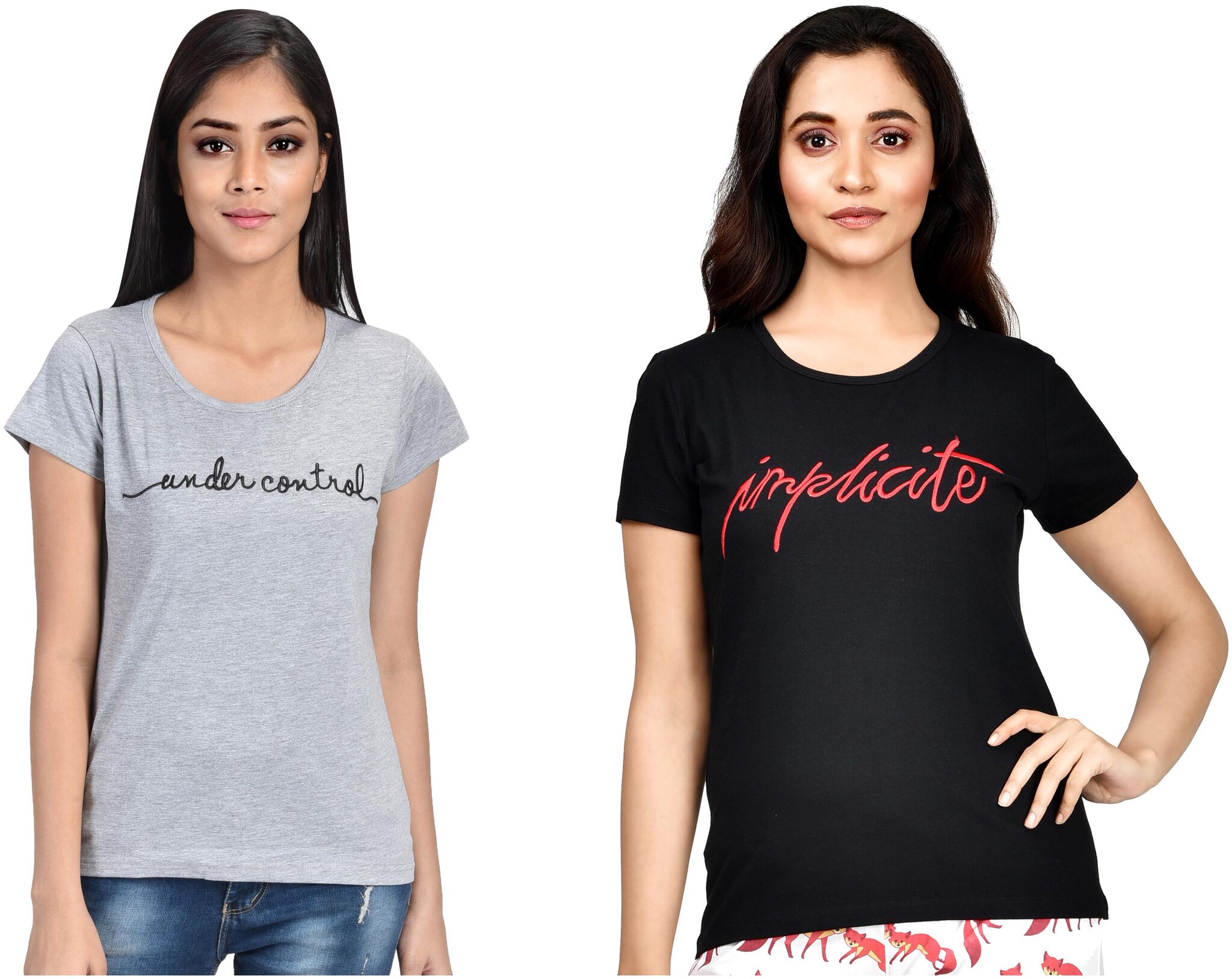 

CLUB A9 Women Assorted Regular fit Round neck Cotton T shirt