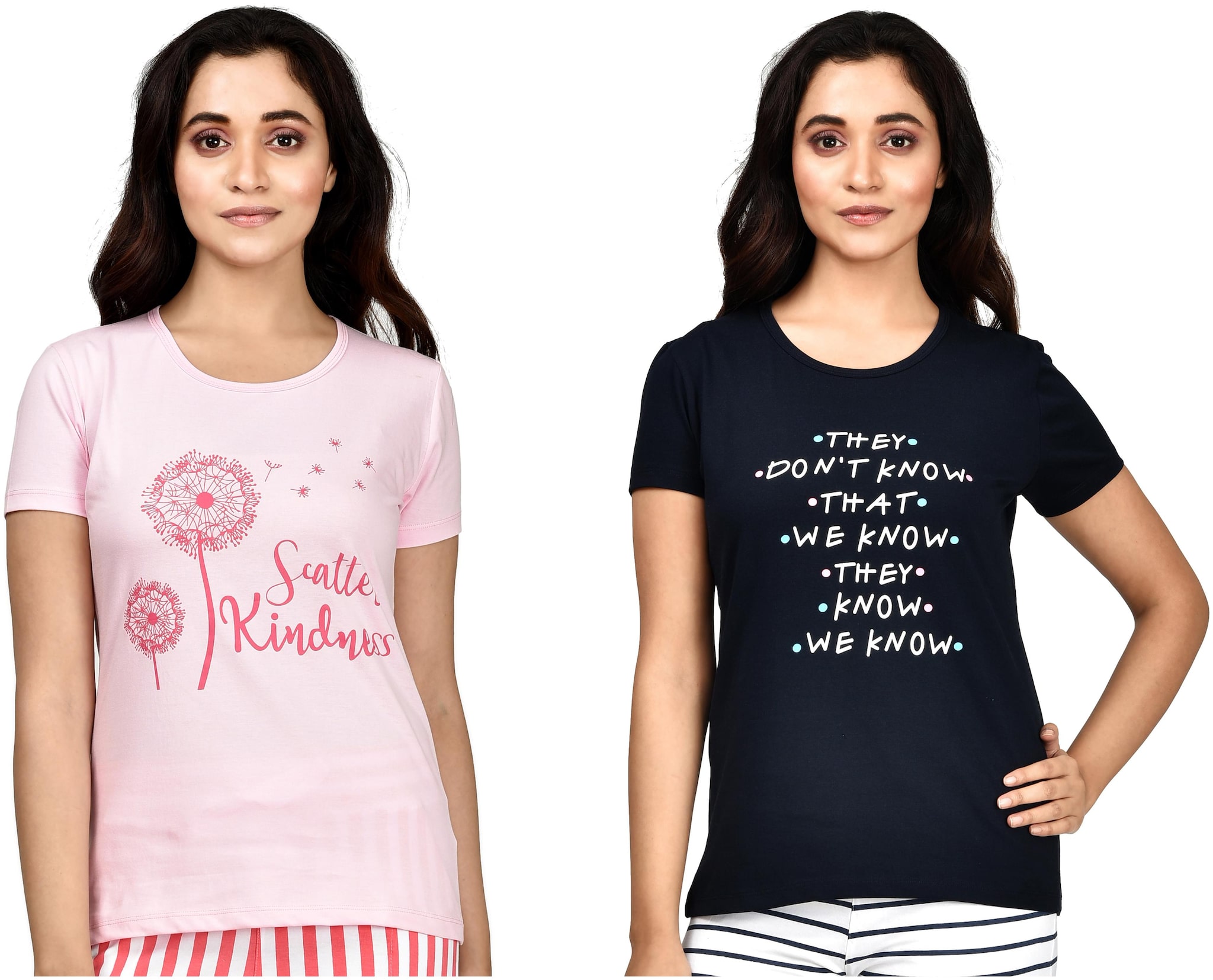 

CLUB A9 Women Assorted Regular fit Round neck Cotton T shirt