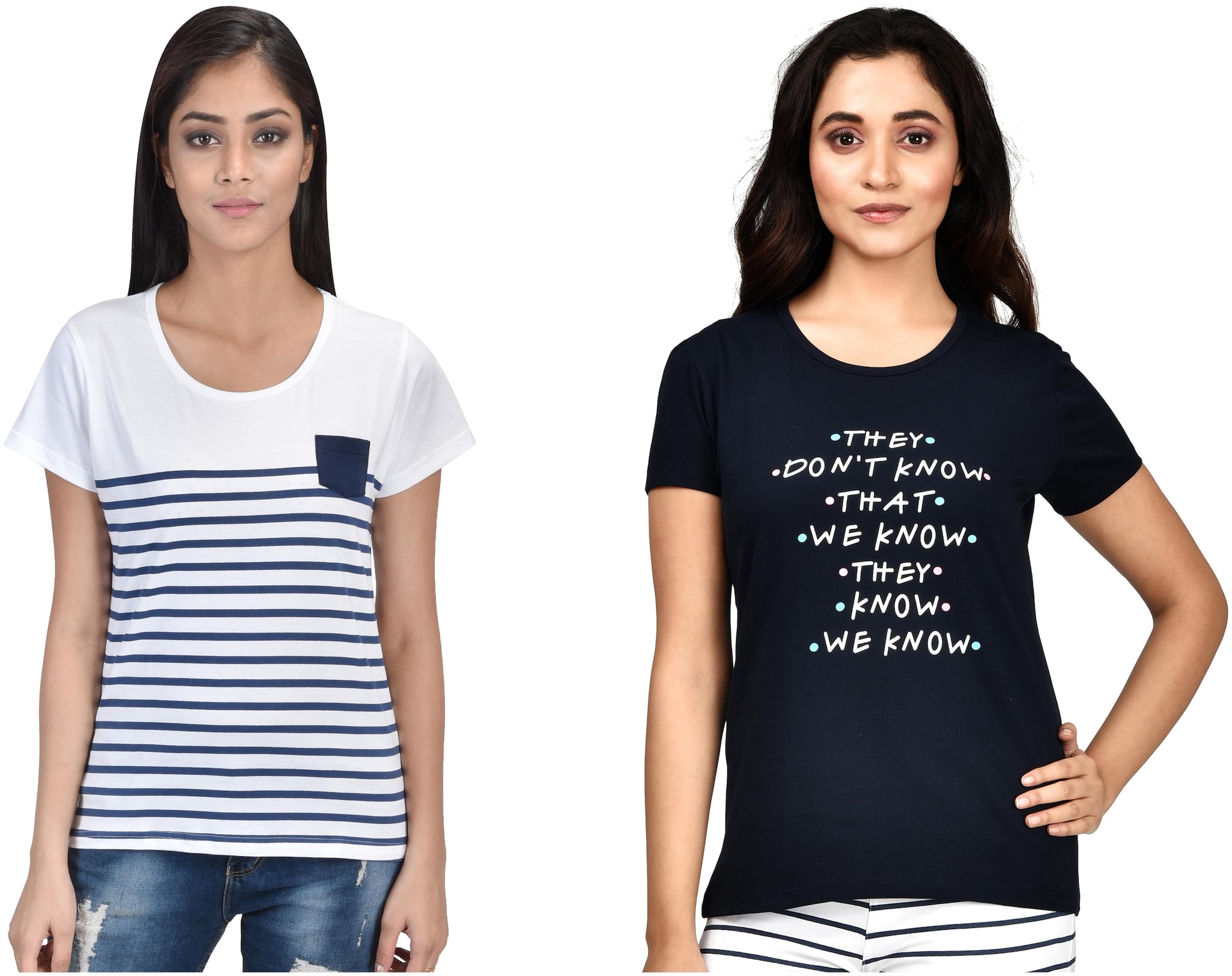 

CLUB A9 Women Assorted Regular fit Round neck Cotton T shirt