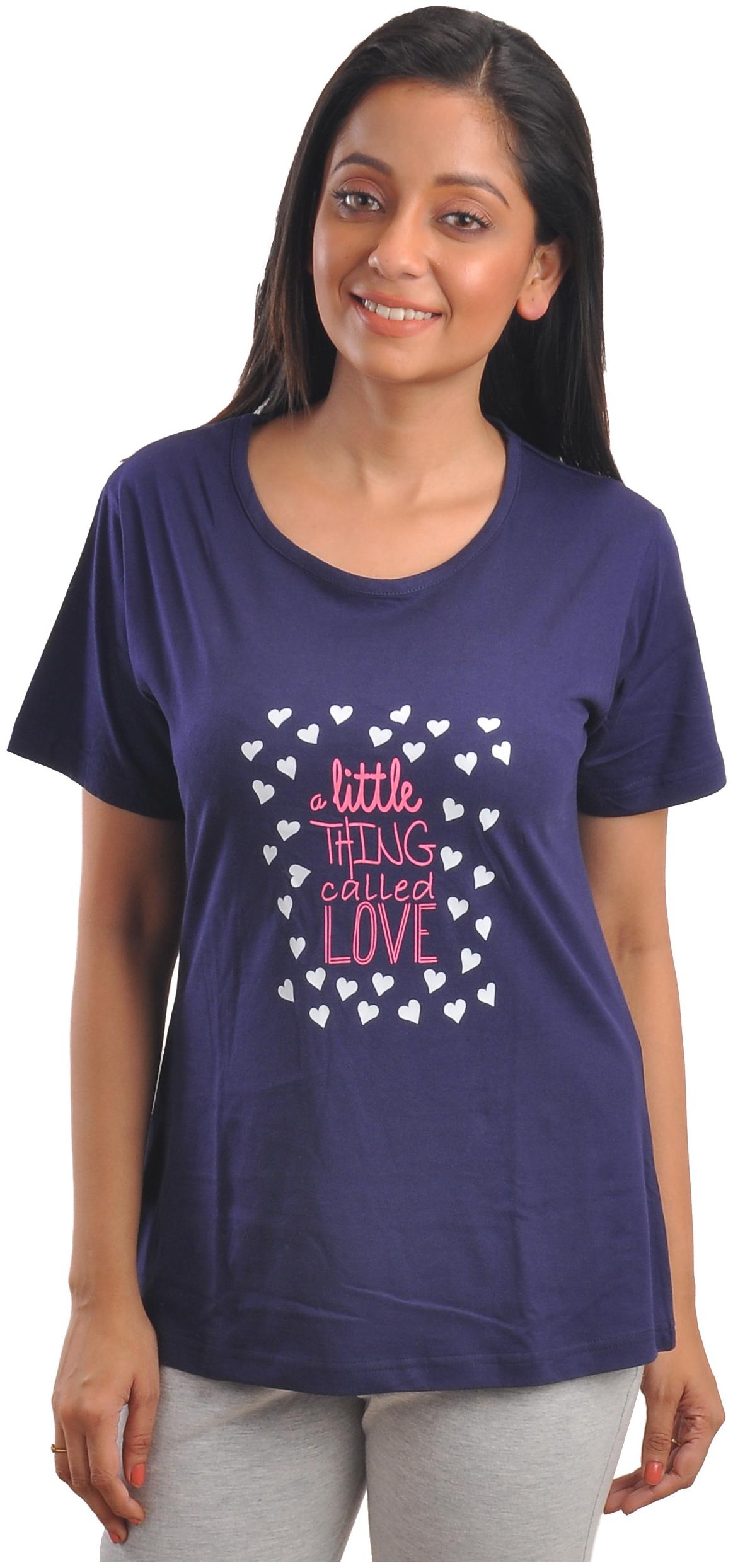 

CLUB A9 Women Blue Regular fit Round neck Cotton T shirt