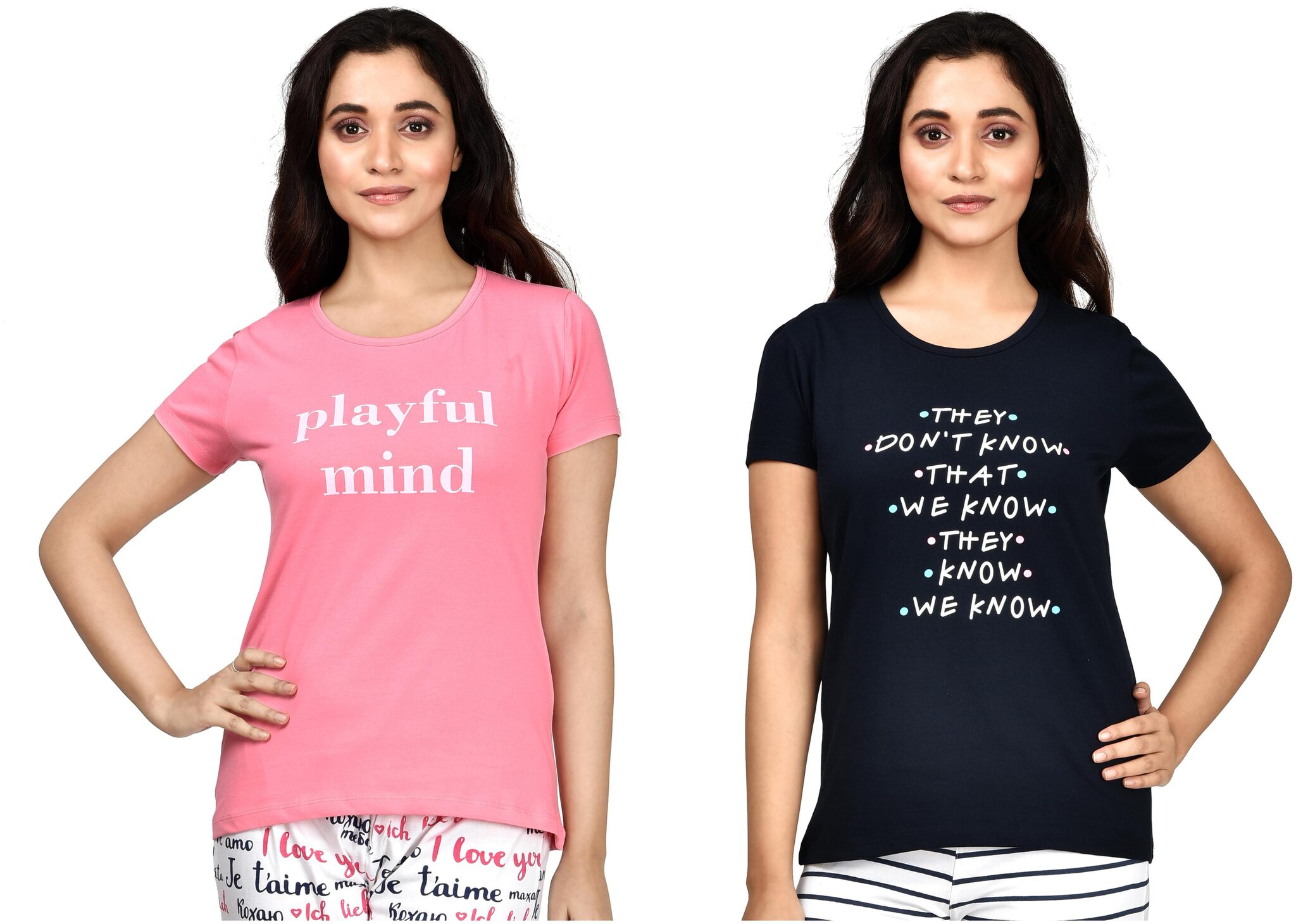 

CLUB A9 Women Assorted Regular fit Round neck Cotton T shirt