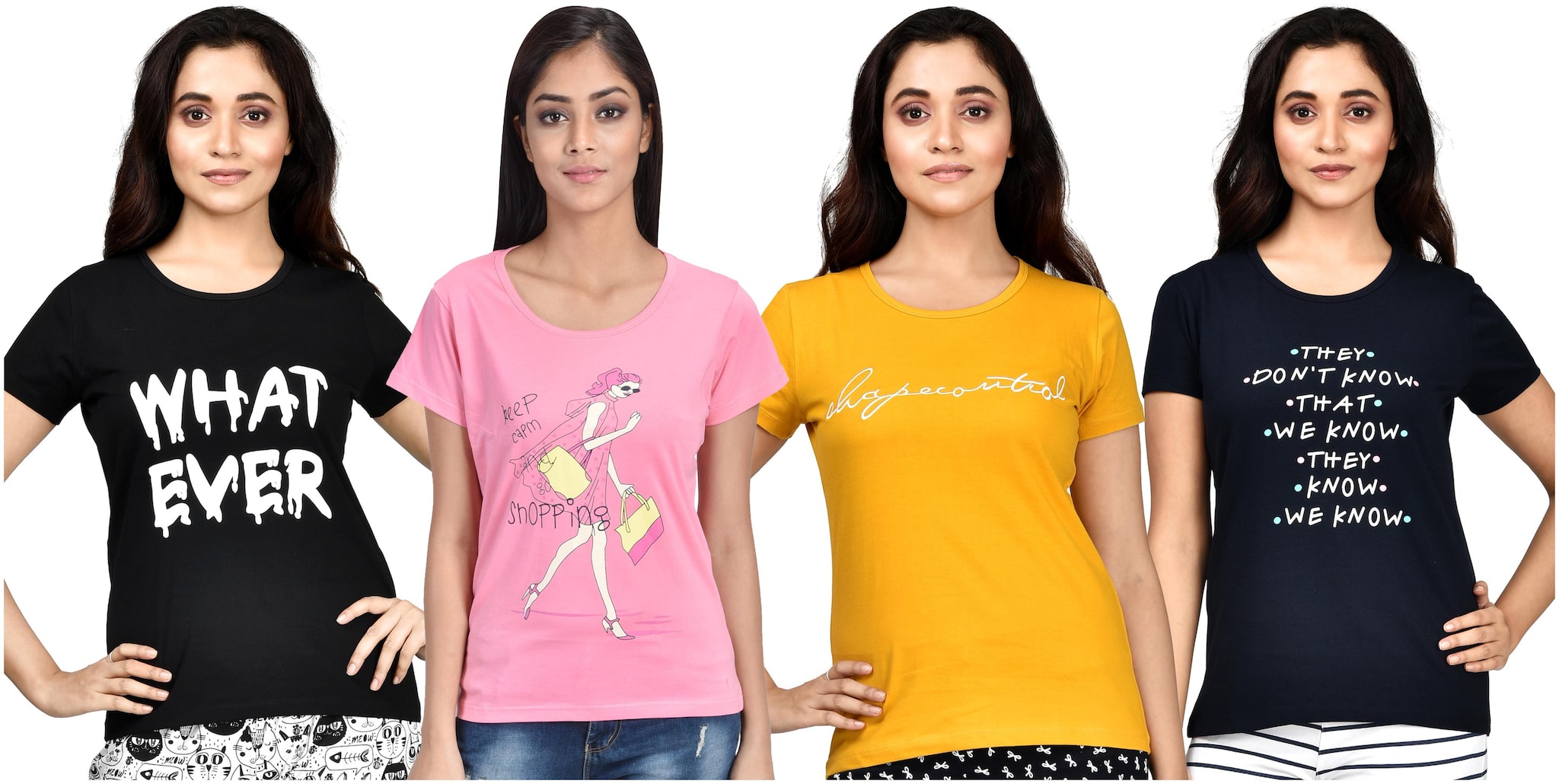 

CLUB A9 Women Assorted Regular fit Round neck Cotton T shirt