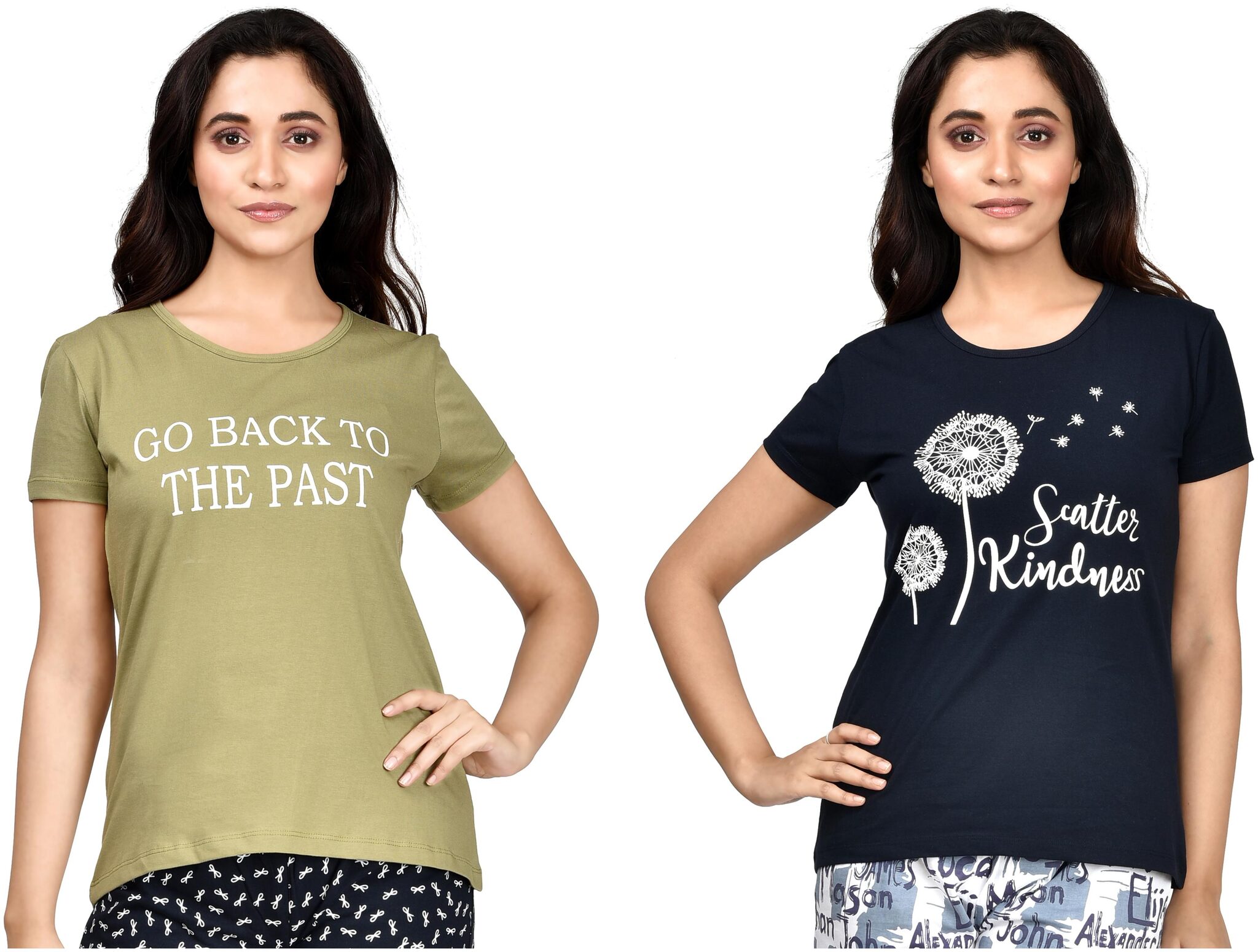 

CLUB A9 Women Assorted Regular fit Round neck Cotton T shirt