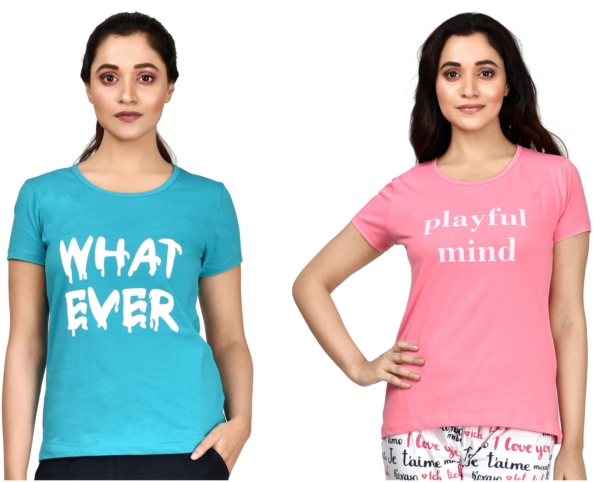 

CLUB A9 Women Assorted Regular fit Round neck Cotton T shirt