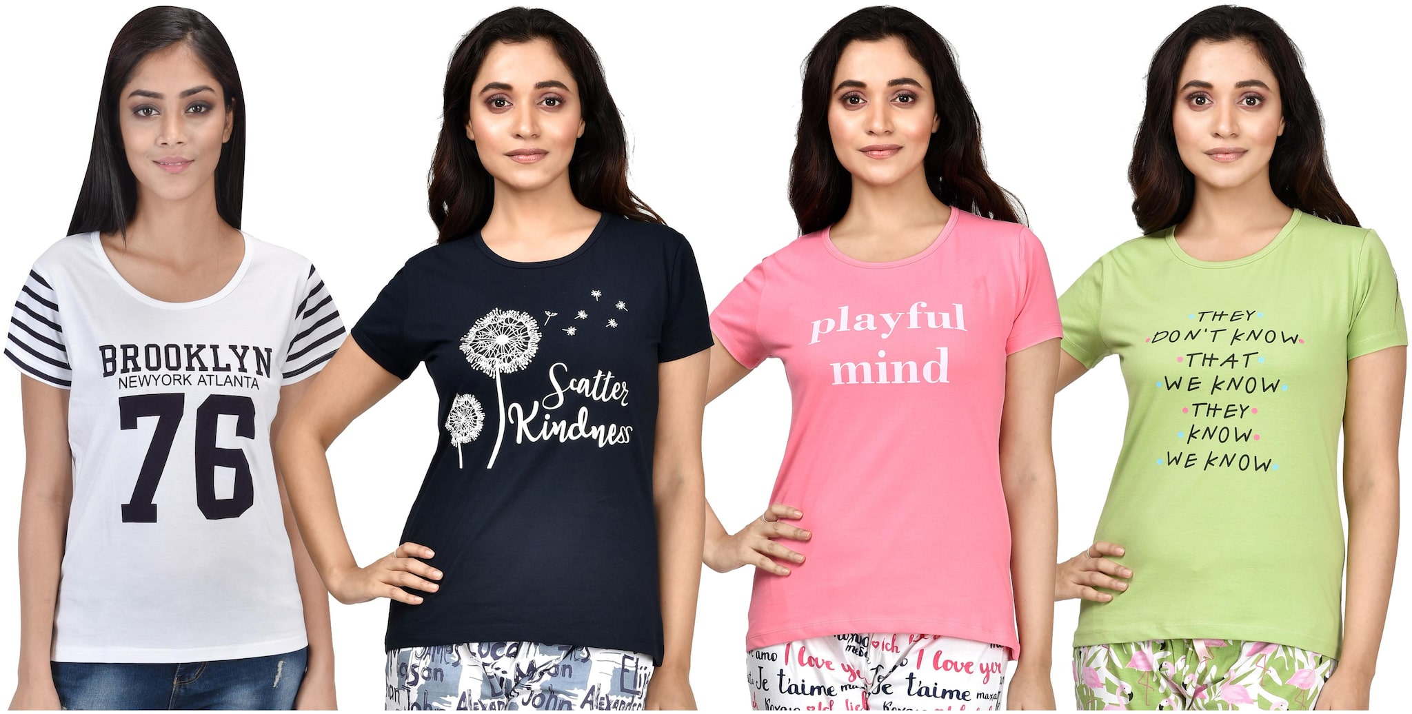 

CLUB A9 Women Assorted Regular fit Round neck Cotton T shirt