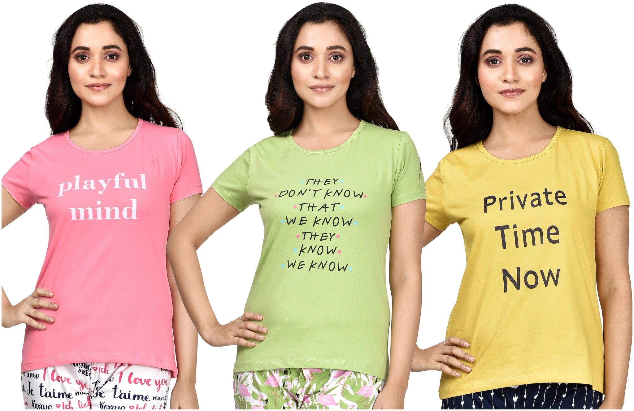 

CLUB A9 Women Assorted Regular fit Round neck Cotton T shirt