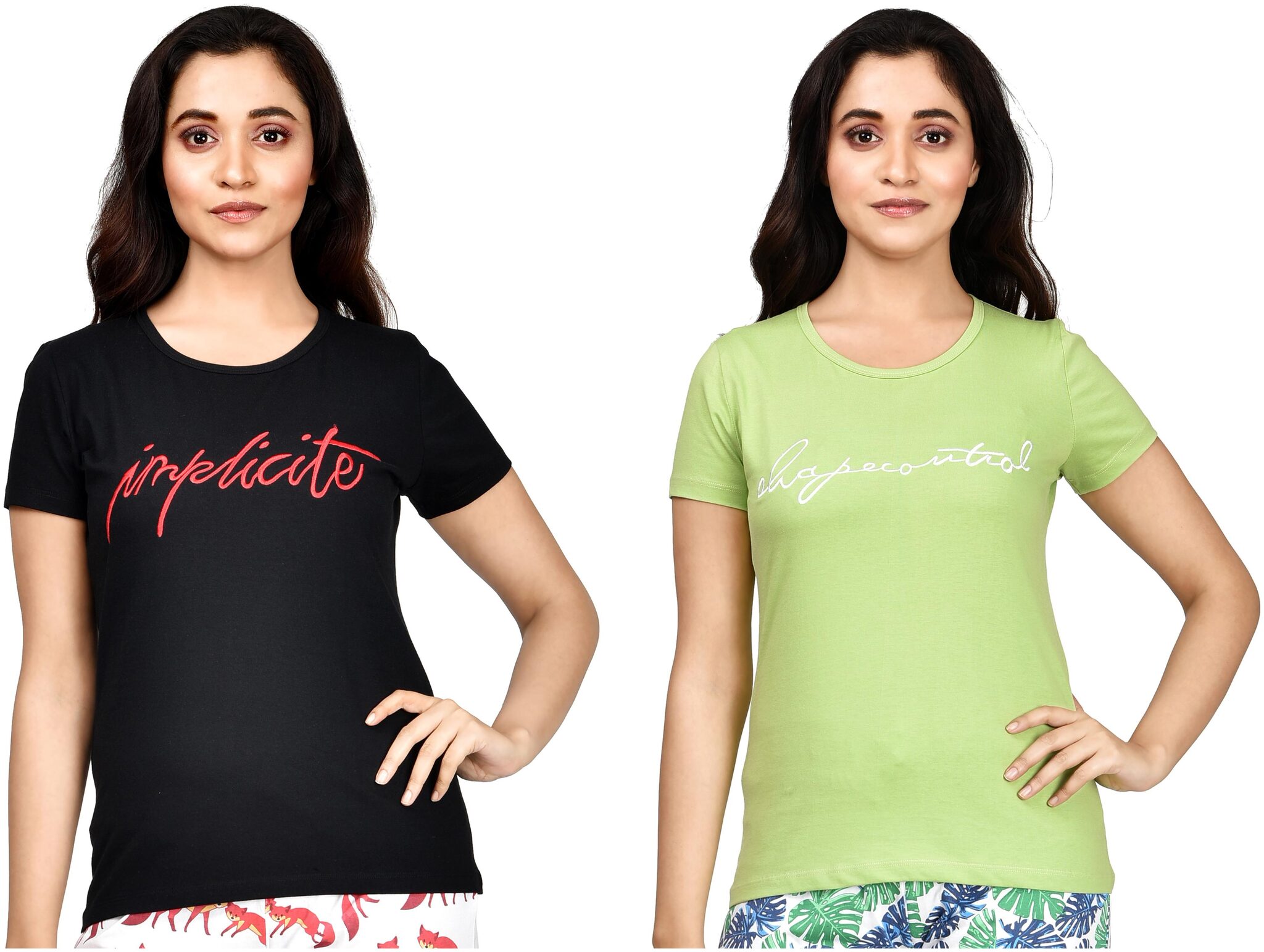 

CLUB A9 Women Assorted Regular fit Round neck Cotton T shirt