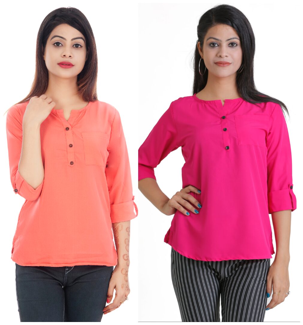 

Club Fashion Women Solid Regular top - Peach Pink