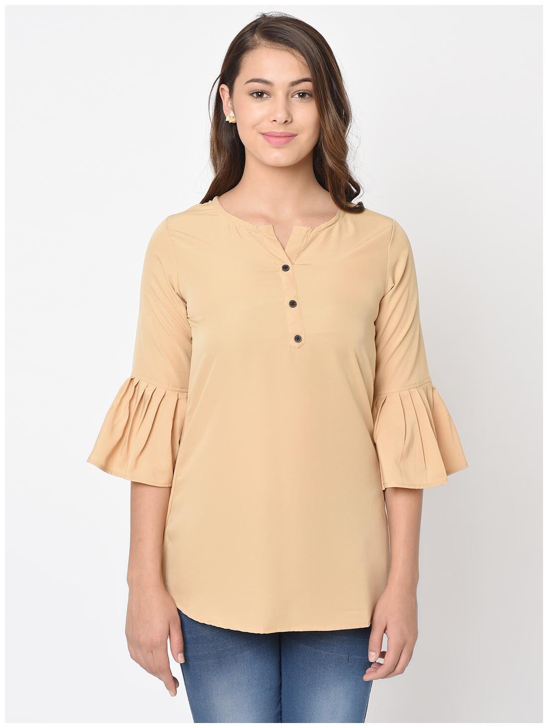 

Club Fashion Women Solid Regular top - Beige