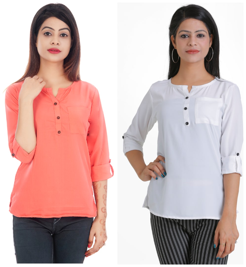 

Club Fashion Women Solid Regular top - Pink White