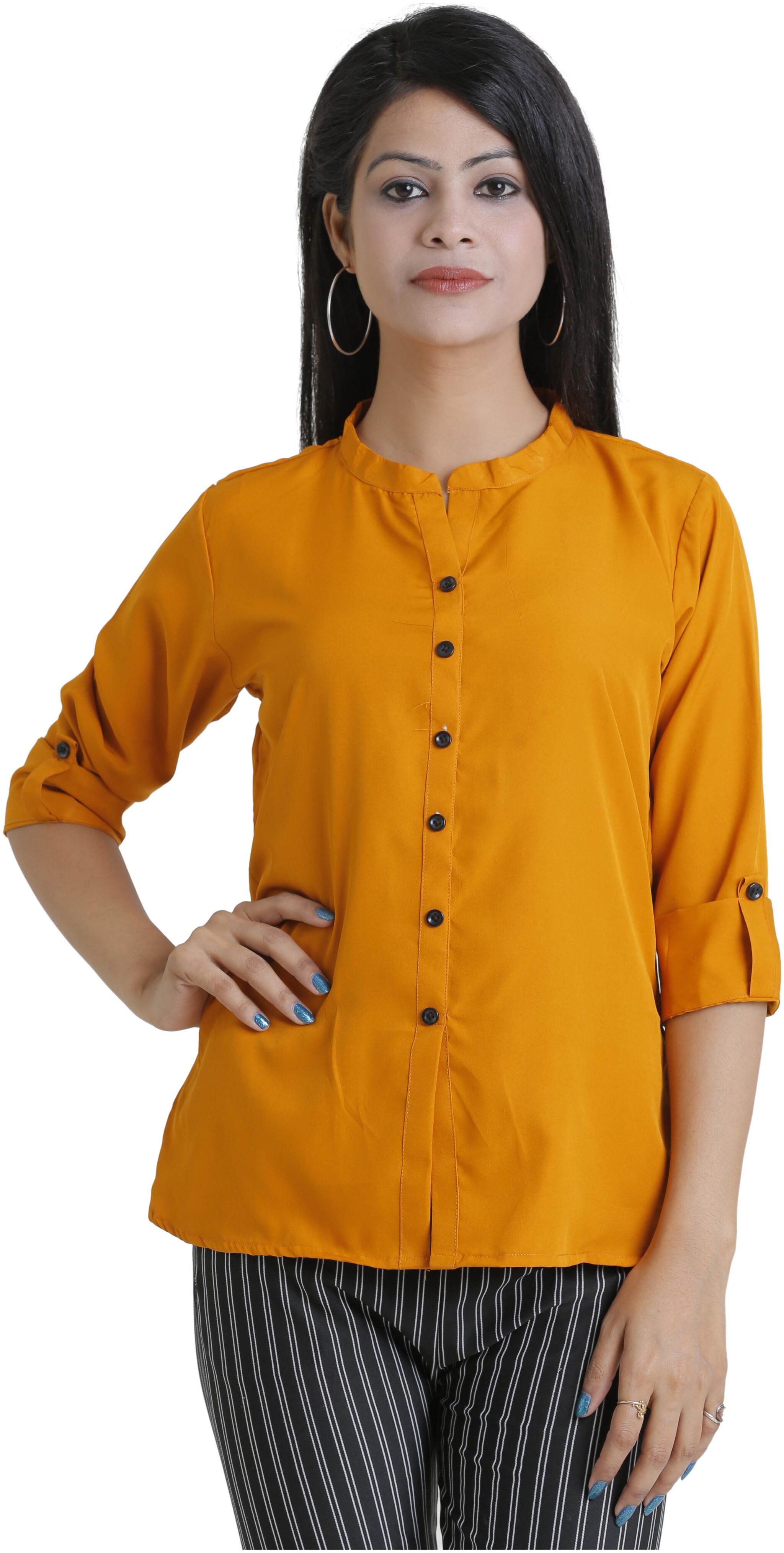 

Club Fashion Women Solid Regular top - Yellow