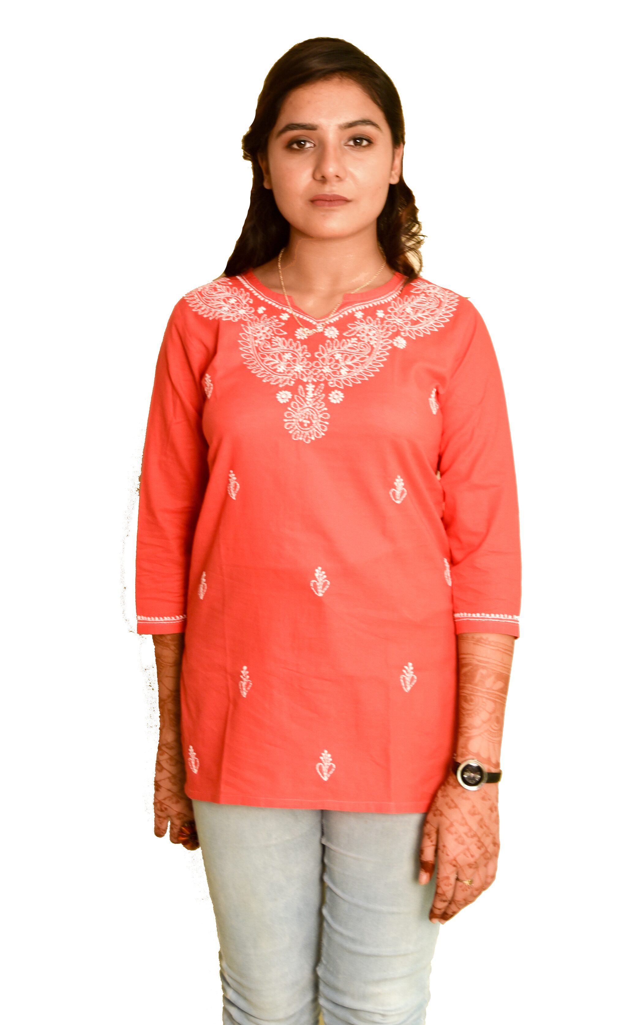 

Club Fashion Women Embroidered Regular top - Red