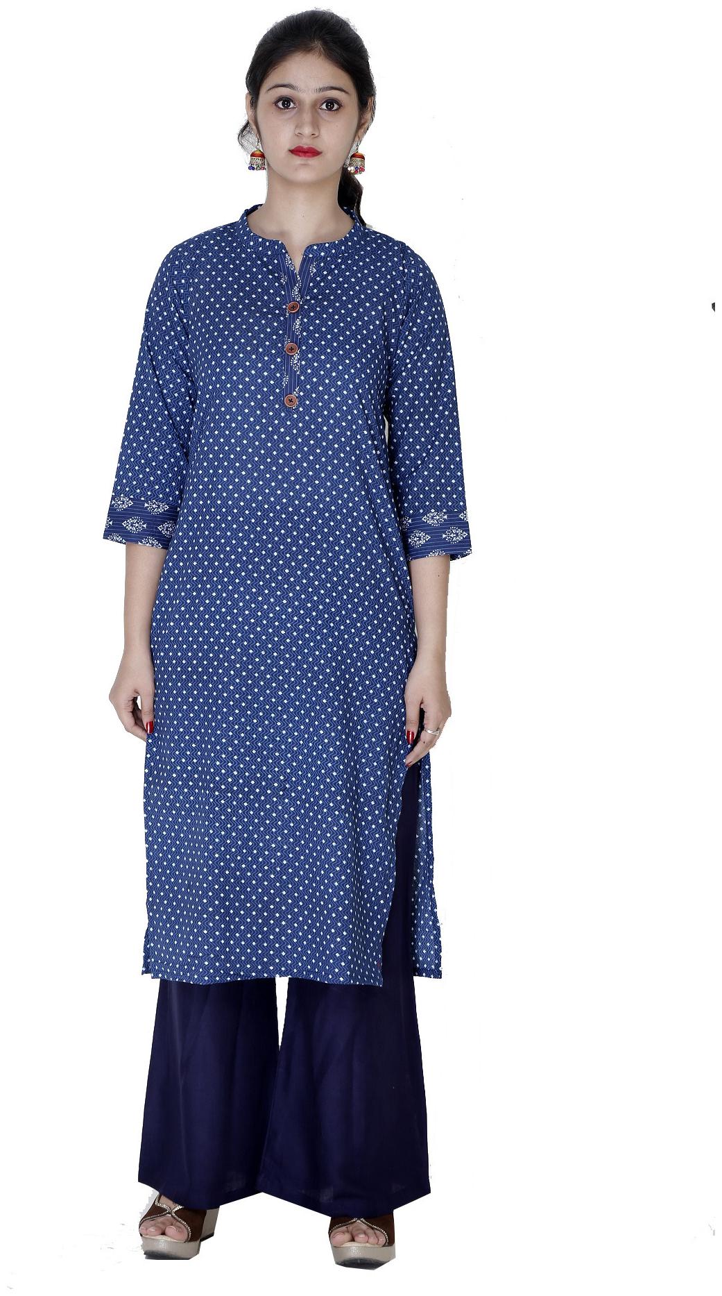 

Club Fashion Women Blue Printed Regular Kurta