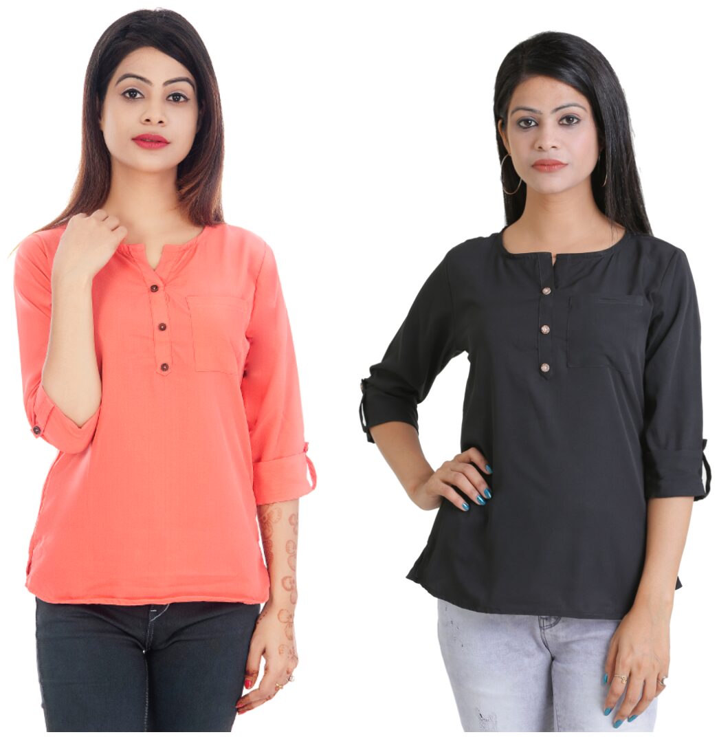 

Club Fashion Women Solid Regular top - Pink Black