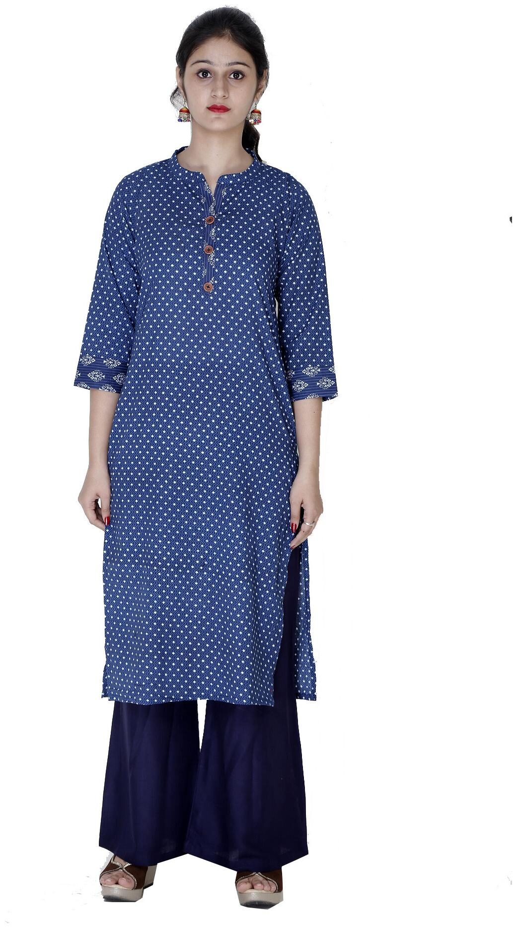 

Club Fashion Women Blue Printed Regular Kurta