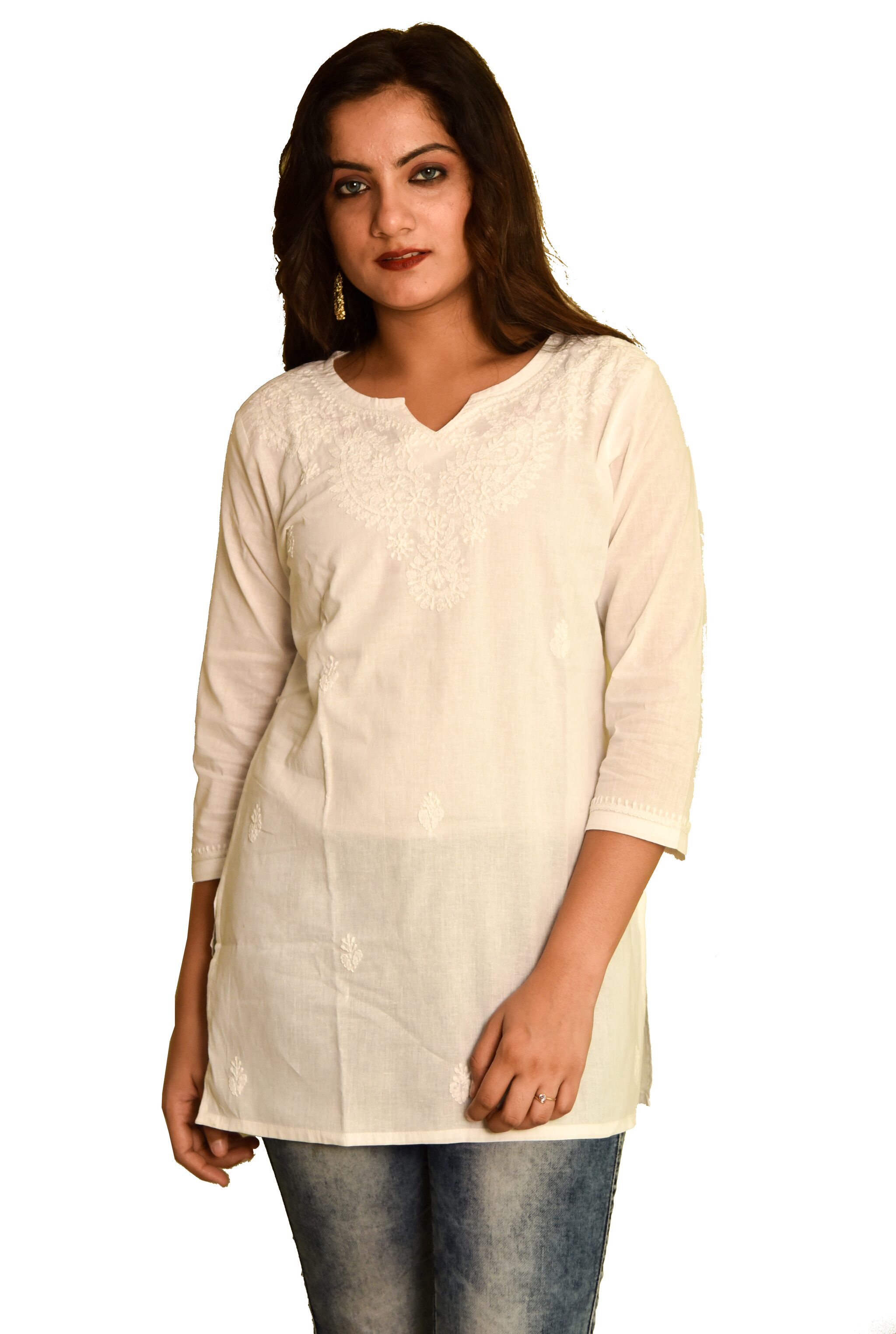 

Club Fashion Women Embroidered Regular top - White