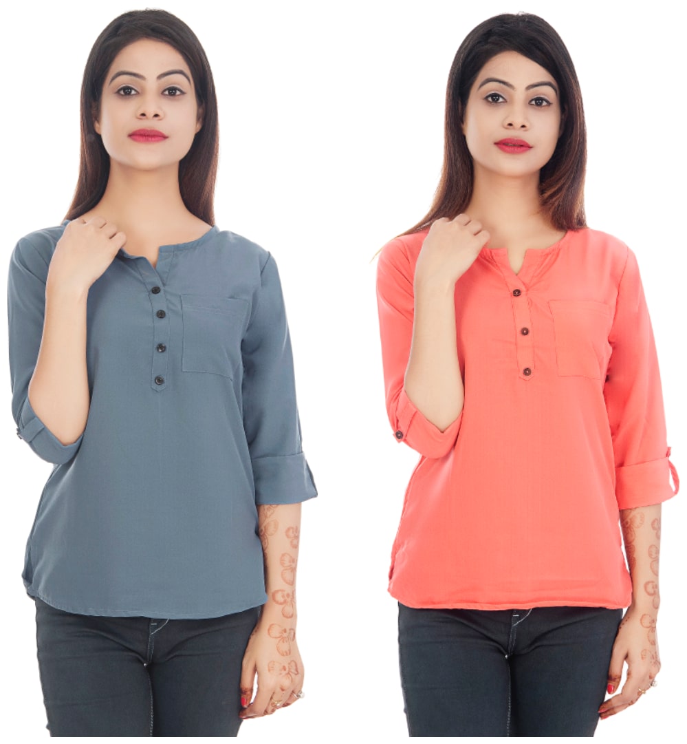 

Club Fashion Women Solid Regular top - Grey Peach