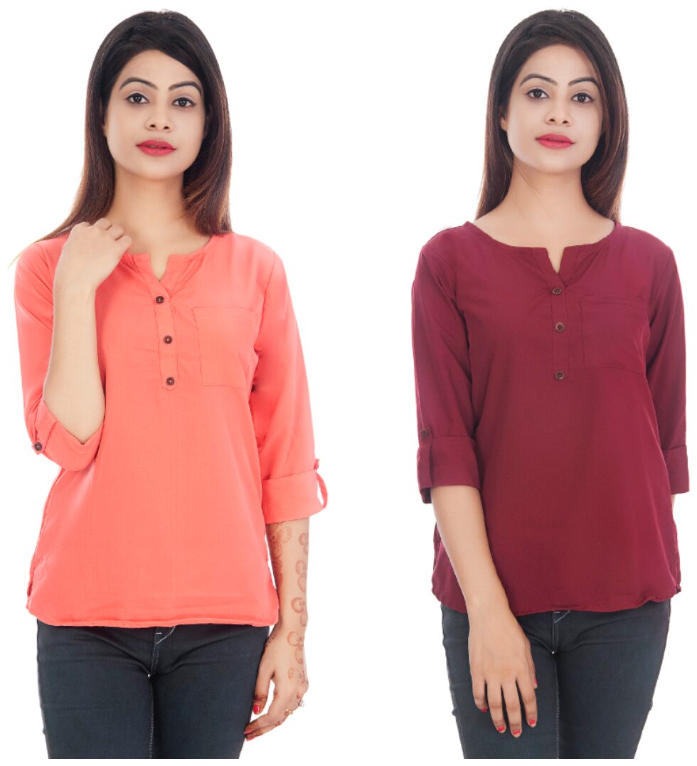 

Club Fashion Women Solid Regular top - Pink Maroon