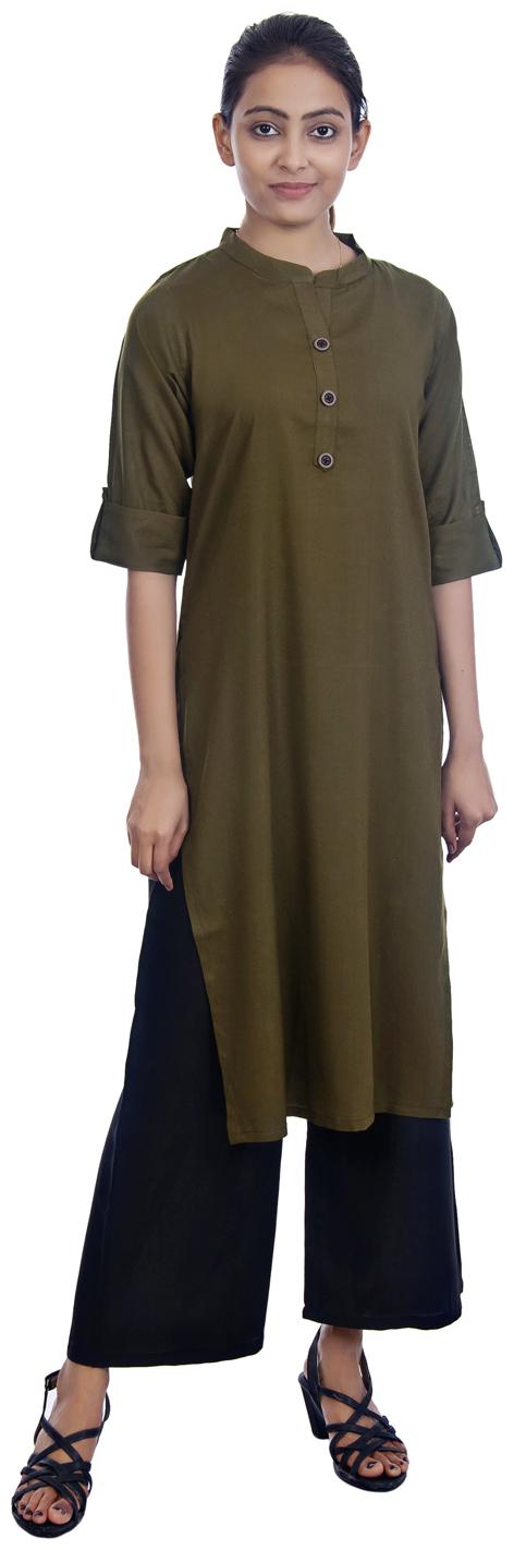 

Club Fashion Women Green Solid Straight Kurta