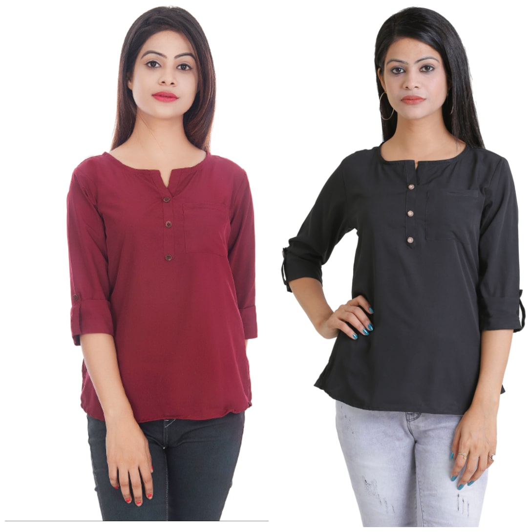 

Club Fashion Women Solid Regular top - Maroon Black