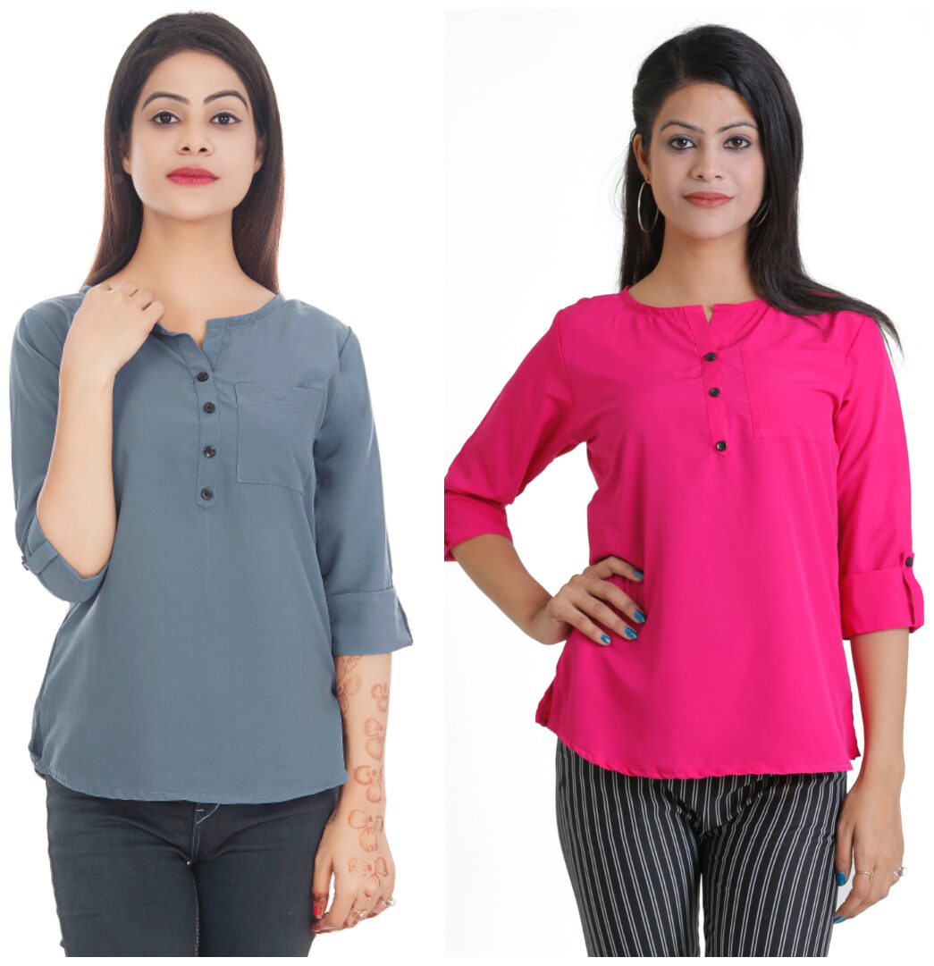 

Club Fashion Women Solid Regular top - Grey Pink