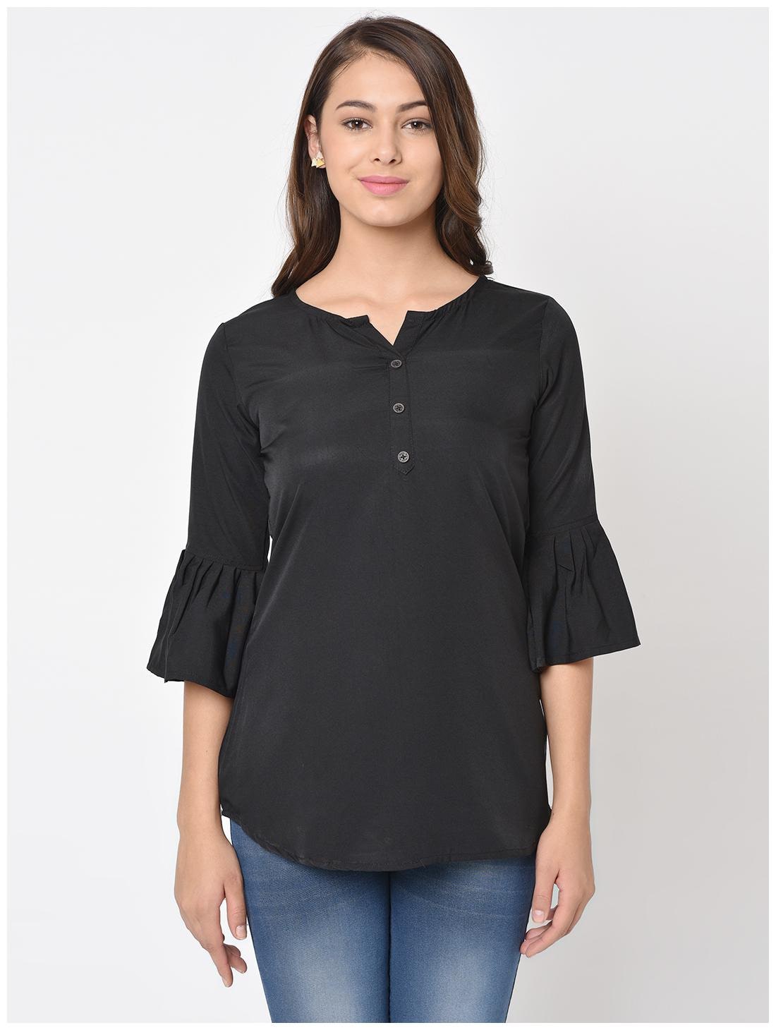 

Club Fashion Women Solid Regular top - Black