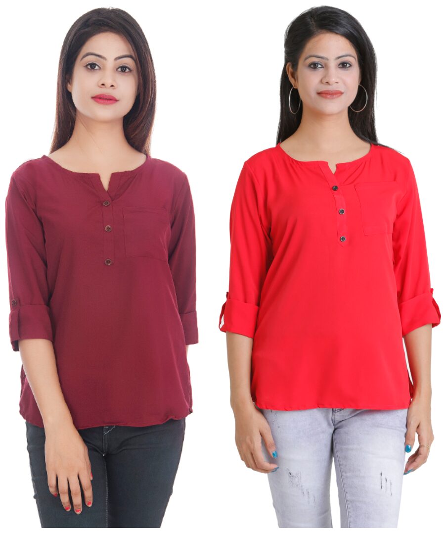 

Club Fashion Women Solid Regular top - Maroon Red