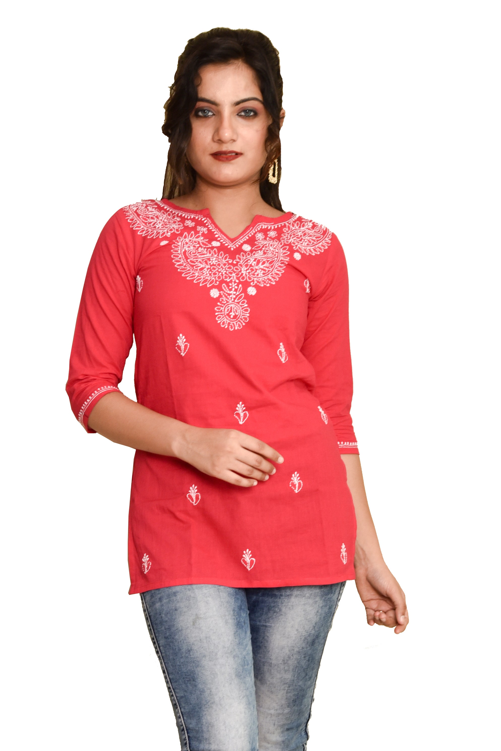 

Club Fashion Women Embroidered Regular top - Pink