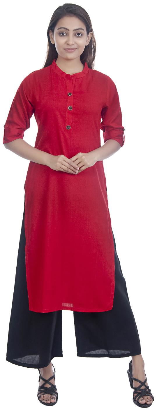 

Club Fashion Women Rayon Solid Red Kurta