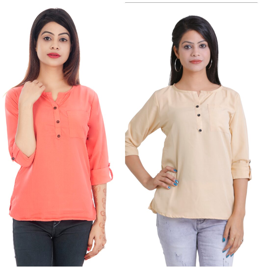 

Club Fashion Women Solid Regular top - Pink Beige