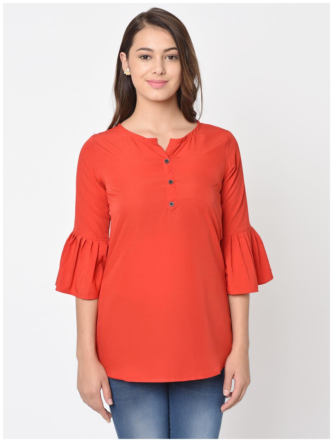 

Club Fashion Women Solid Regular top - Red