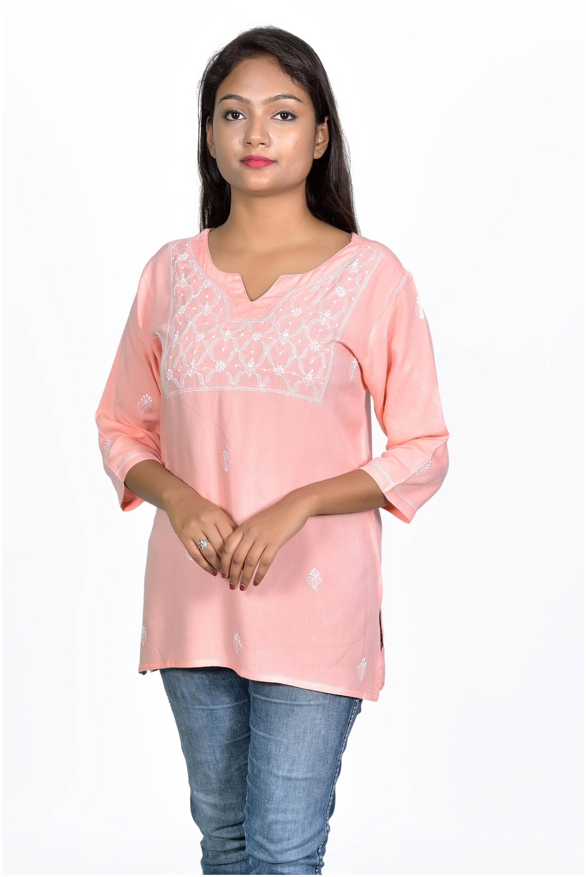 

Club Fashion Women Embroidered Regular top - Pink