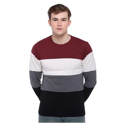 

Club York 100 Cotton Men s Round neck Striper Sweater For Winter