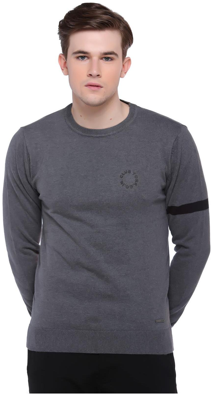 

Club York Men Grey Round neck Pullover