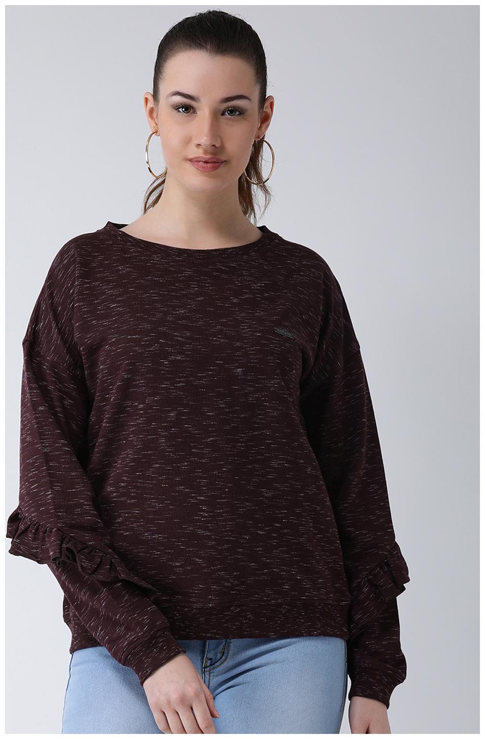 

CLUB YORK Women Solid Sweatshirt - Maroon