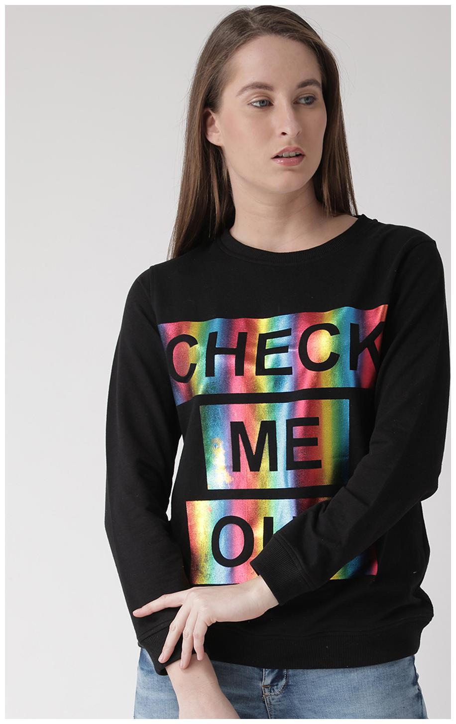 

CLUB YORK Women Printed Sweatshirt - Black