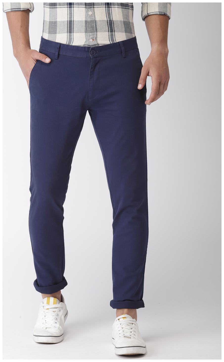 

CLUB YORK Men Blue Solid Slim fit Wrinkle free Chinos