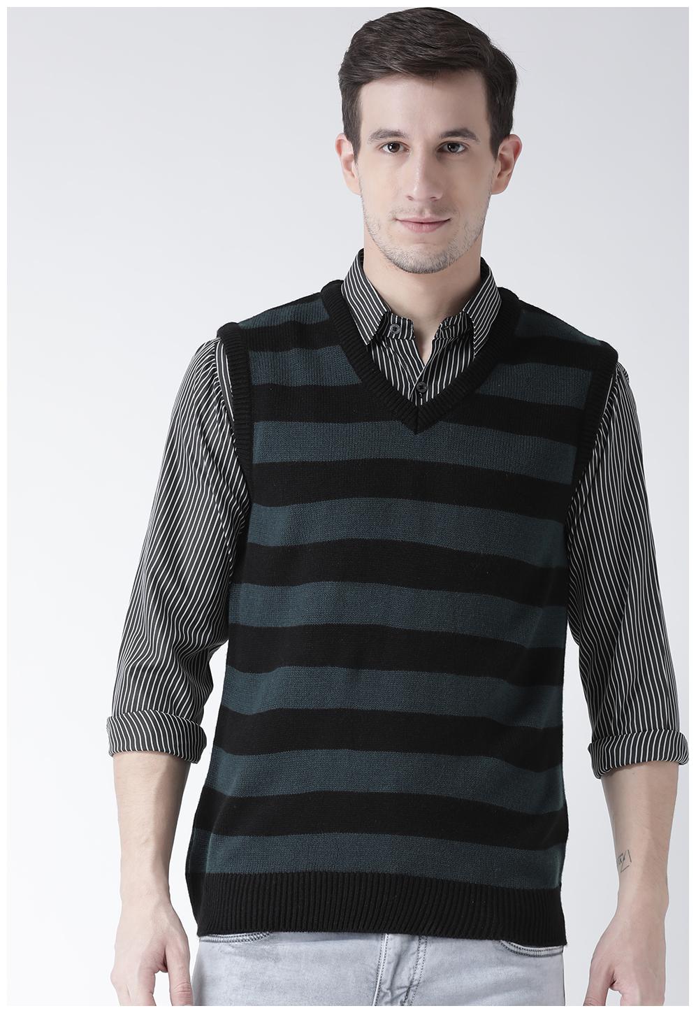 

CLUB YORK Men Black V neck Longline sweater