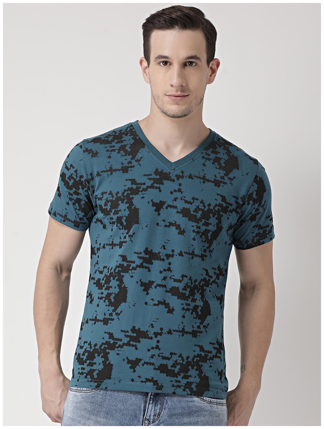 

CLUB YORK Men Turquoise Regular fit Cotton Blend V neck T-Shirt - Pack Of 1