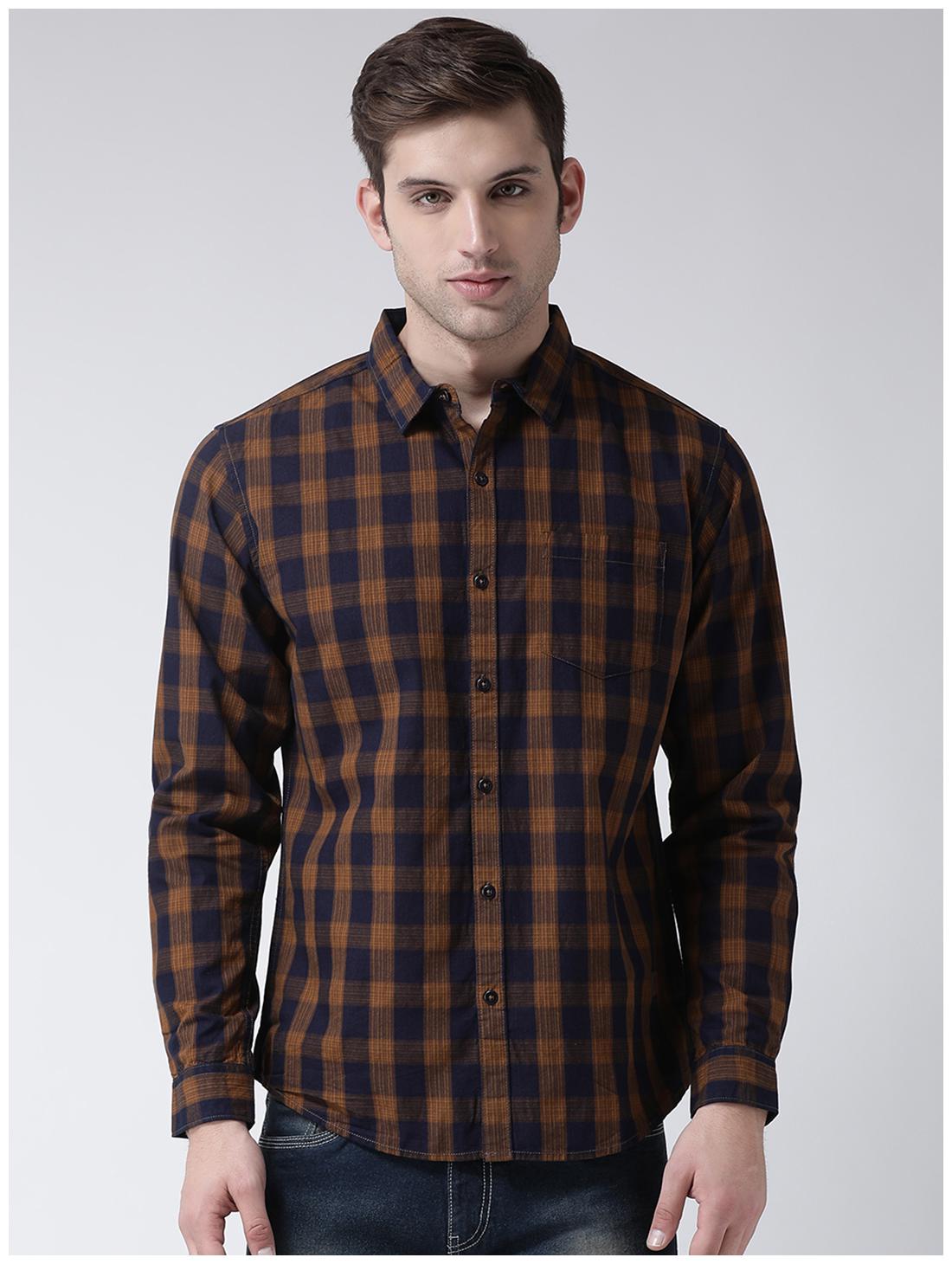 

CLUB YORK Men Brown Checked Slim Fit Casual Shirt