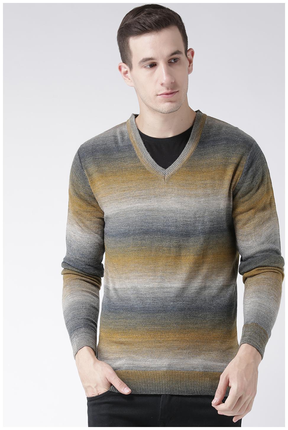 

Club York Men s Long Sleeves V-Neck Striper Acrylic Sweaters