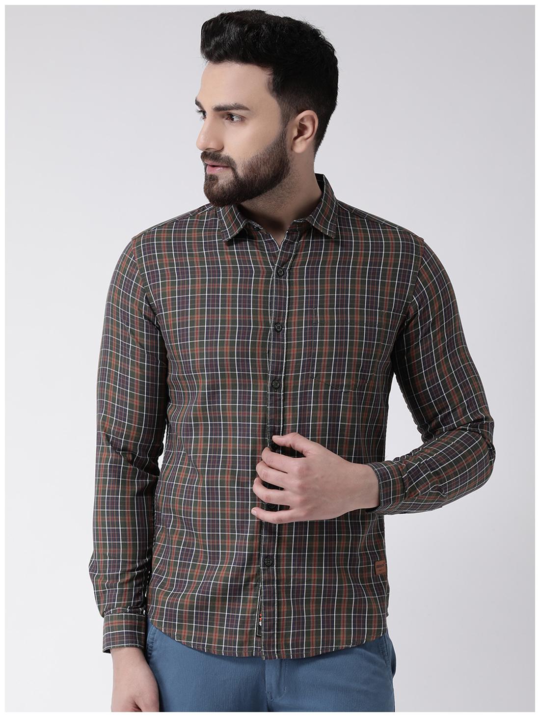 

CLUB YORK Men Green Checked Slim Fit Casual Shirt