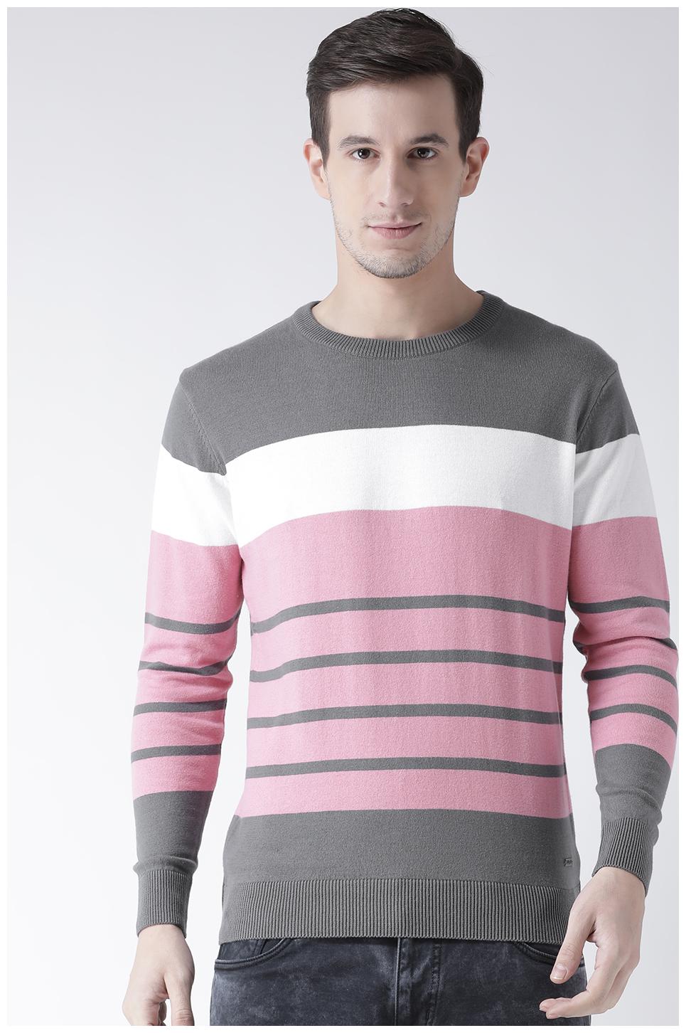 

CLUB YORK Men Grey Round neck Longline sweater
