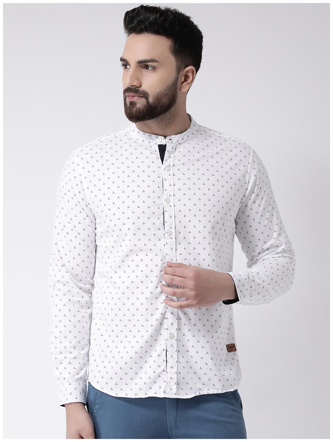 

CLUB YORK Men White Polka Dots Slim Fit Casual Shirt