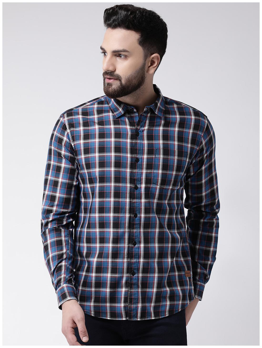

CLUB YORK Men Blue Checked Slim Fit Casual Shirt