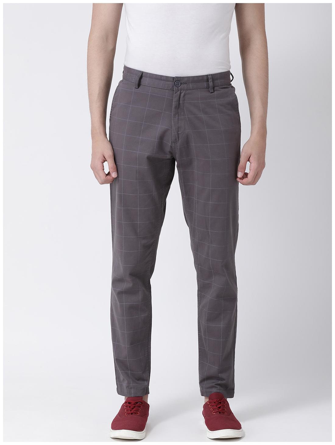 

CLUB YORK Men Grey Checked Slim fit Chinos